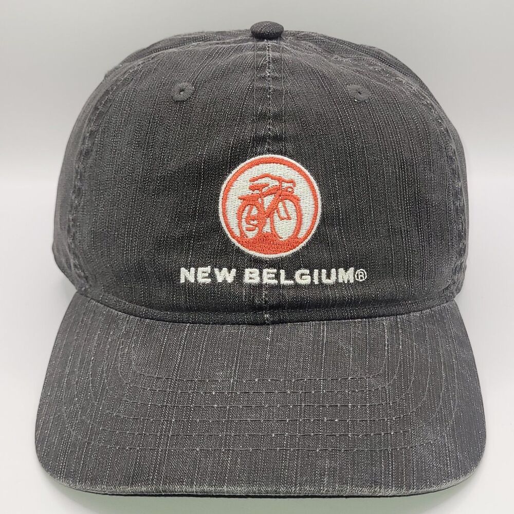 New Belgium Brewing Hat Dad Cap Mens Adjustable Washed Black Gray Cotton EUC